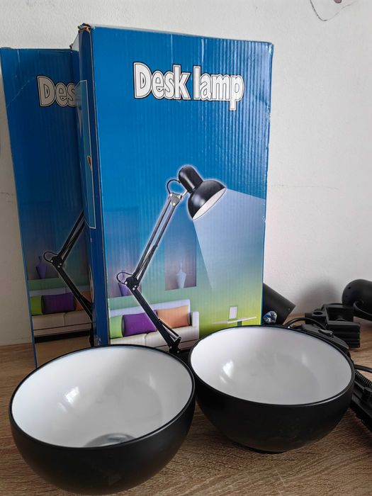 2 × Lampa de masa pentru manichiura, 60 W, Negru, incluse becurile la ambele
