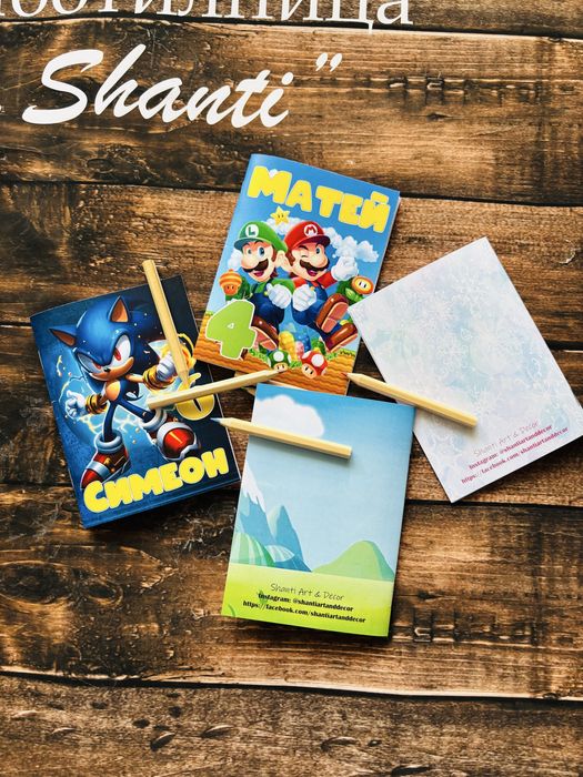 Персонализирани мини книжки за оцветяване + 6 цветни молива