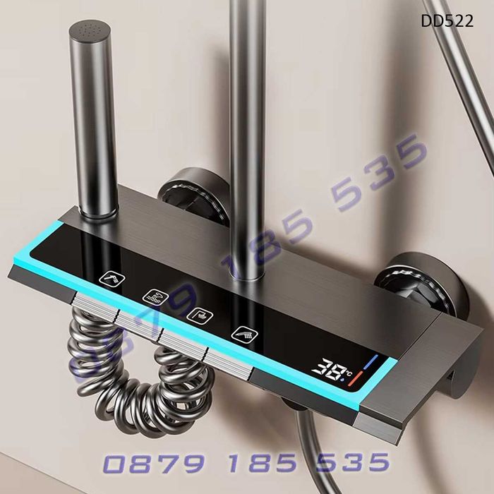 Модерна душ система светещ LED смесител функции пита слушалка лед баня