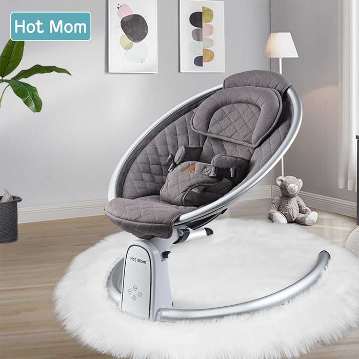 Leagan electric copii, Bluetooth, Temporizator,5 viteze, Hot Mom, Grey