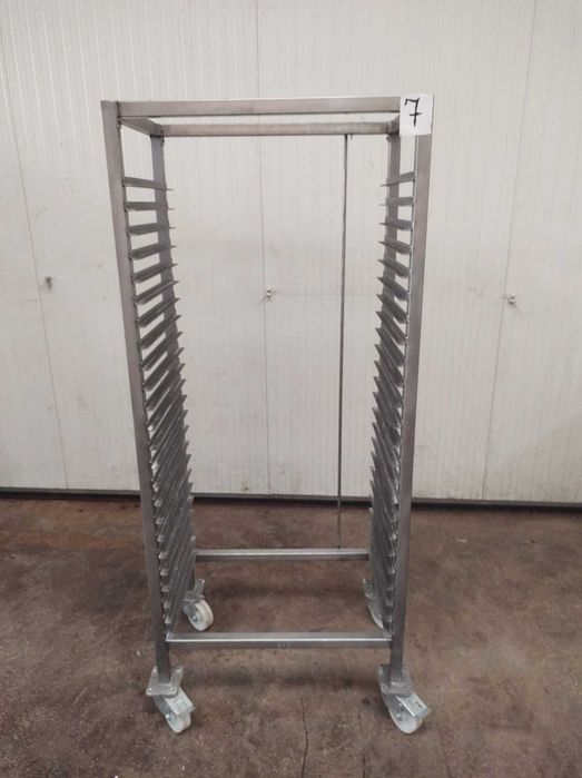 Carucior cu rotile din inox pentru tavi patiserie / horeca