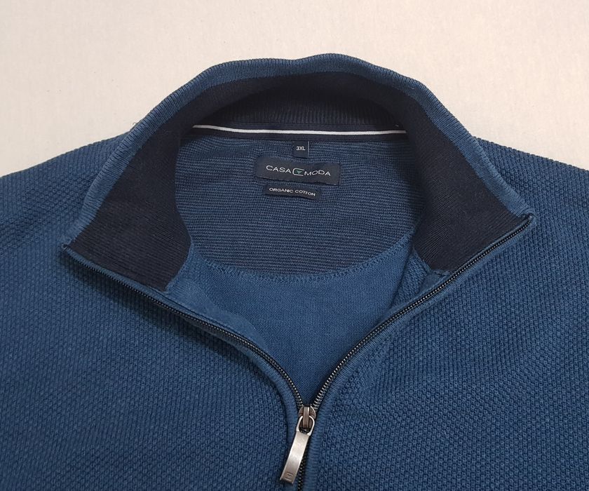Pulover nou tricotat CASAMODA cu fermoar scurt, 100% bumbac nr 3XL men