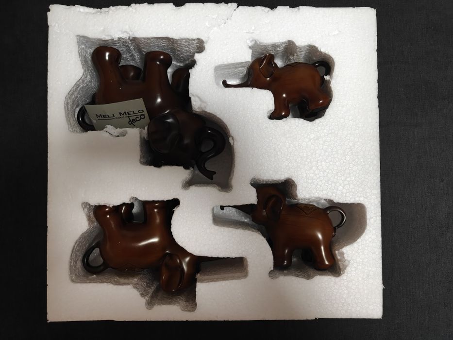 Set sculpturi Meli Melo cu 4 elefanti