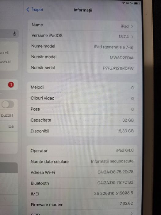 Apple Ipad 7 MW6D2FD/A 10.2 Inch wifi cellular Gold