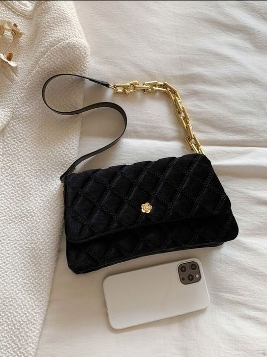 Чёрная вельветовая сумка