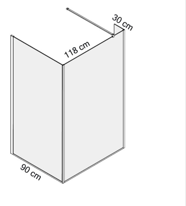 Paravan de dus Nou, Trixie 90 x 118 x 30 x 190 cm, din 3 elemente fixe