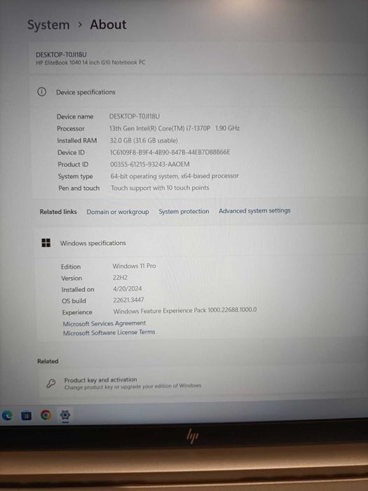 laptop hp elitebook g10 1040 i7 1370p 16gb ddr5 2tb ssd touch iris