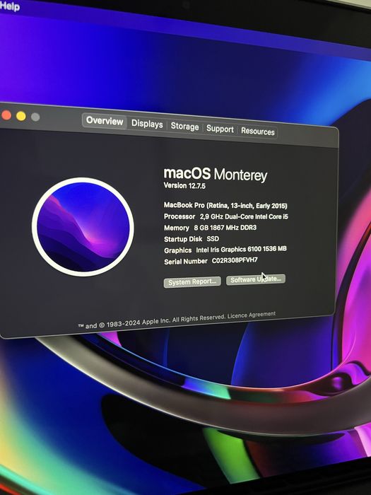 Apple Macbook Pro 13” Retina, I5, 8Gb, SSD 256