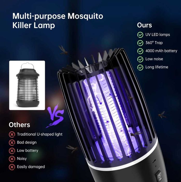 Lampă electrică UV anti insecte 2 ÎN 1