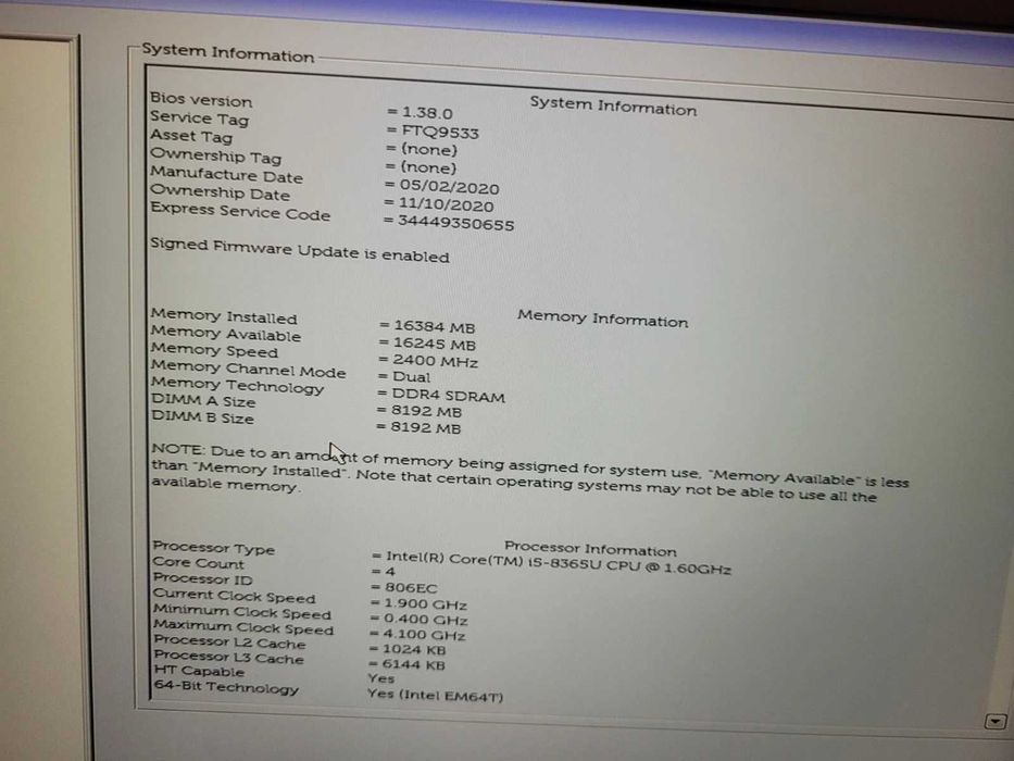 Laptop Dell Latitude 5400 i5-8365U 16gb ram 256gb ssd baterie noua