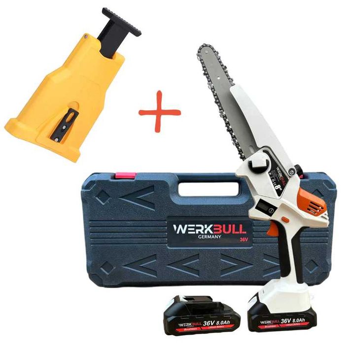 Акумулаторна Мини Резачка 22см  2 бат.36V+2 вериги и Точило подарък