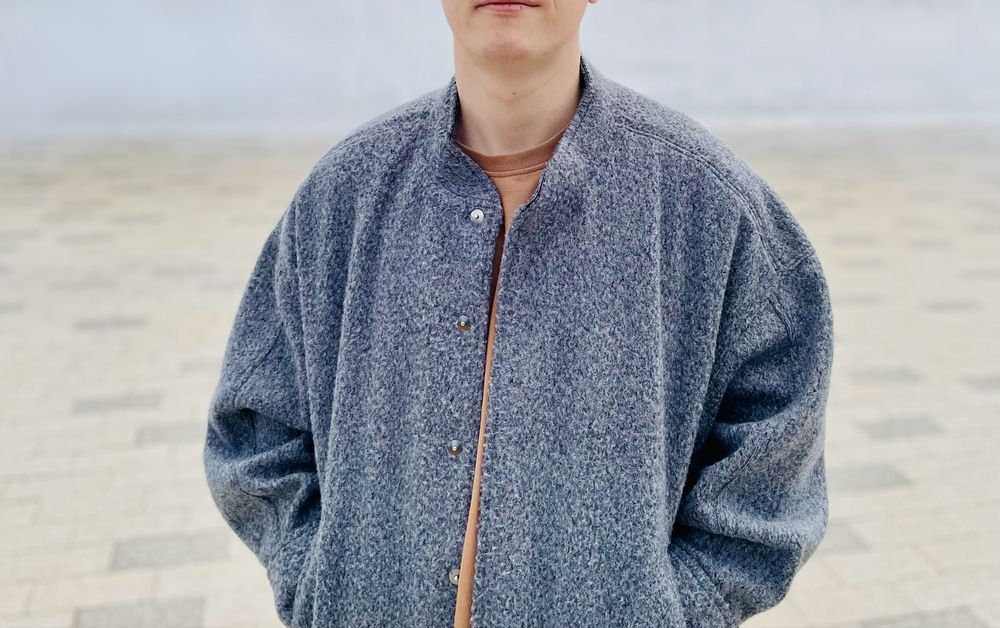 Куртка- бомбер мужская. Шерсть в составе