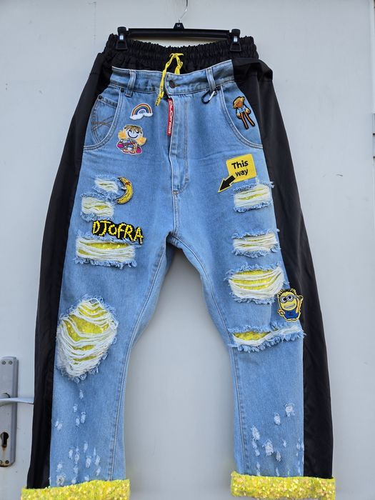 Djofra уникални дамски дънки бойфренд модел М/Л размер