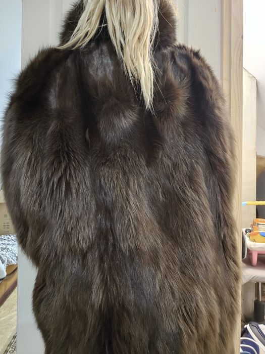 Palton Cojoc Geaca de blană naturala maro XXL 44