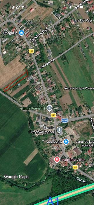 Vând 2200 mp teren intravilan in sat  Poenari,comuna Ulmi