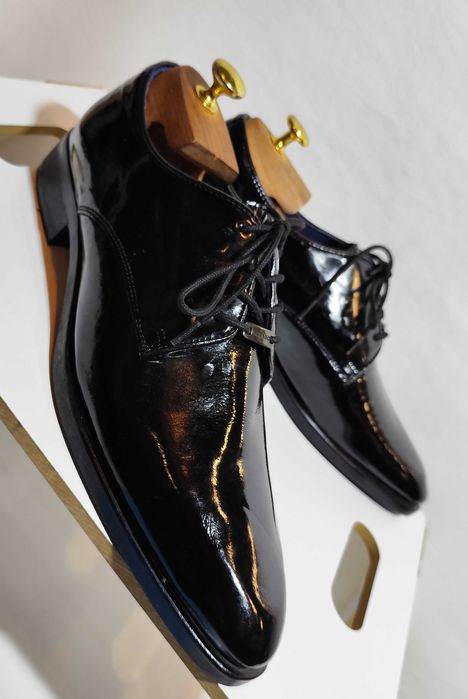 Pantofi derby 43 de lux Azzaro NOI piele naturala moale lacuita