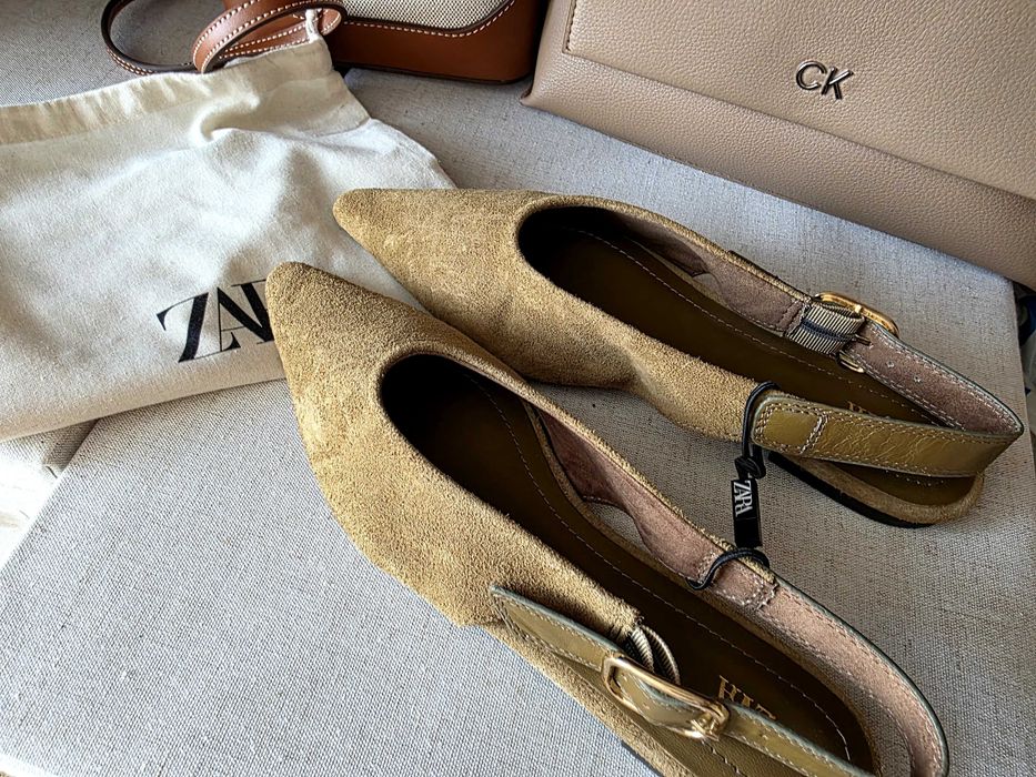 Нови Zara обувки, естествен велур