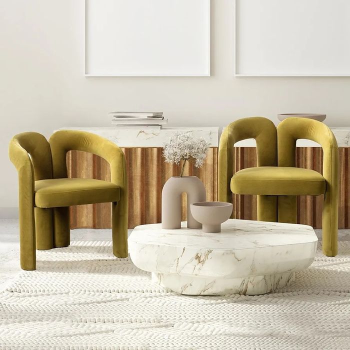 NOU Set 2x scaun M-form, catifea, olive