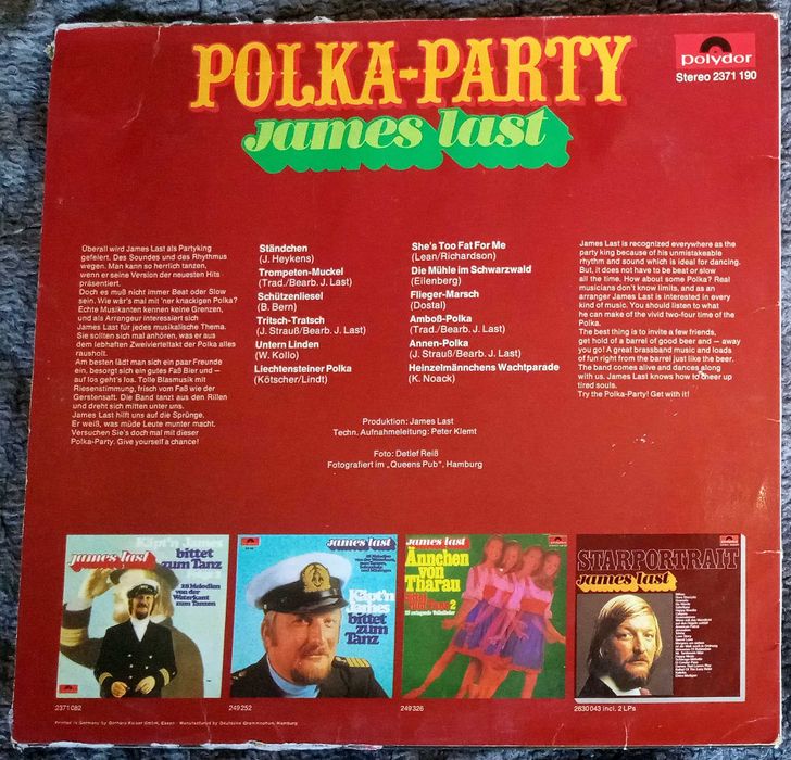 Грамофона плоча James Last "Polka party".1971 Warner Bros