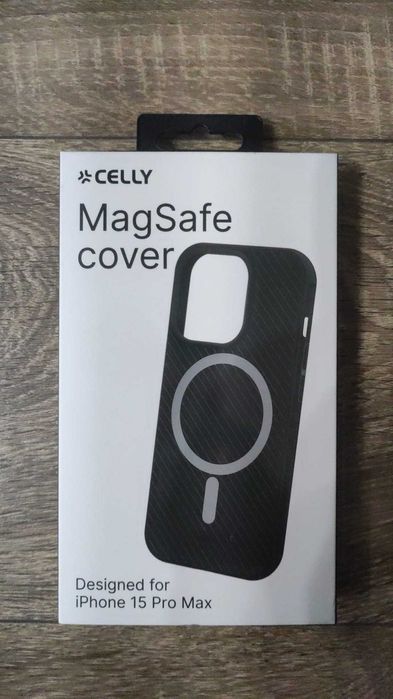 Husa de protectie Celly iPhone 15 Pro Max, cu MagSafe, rigid, Negru