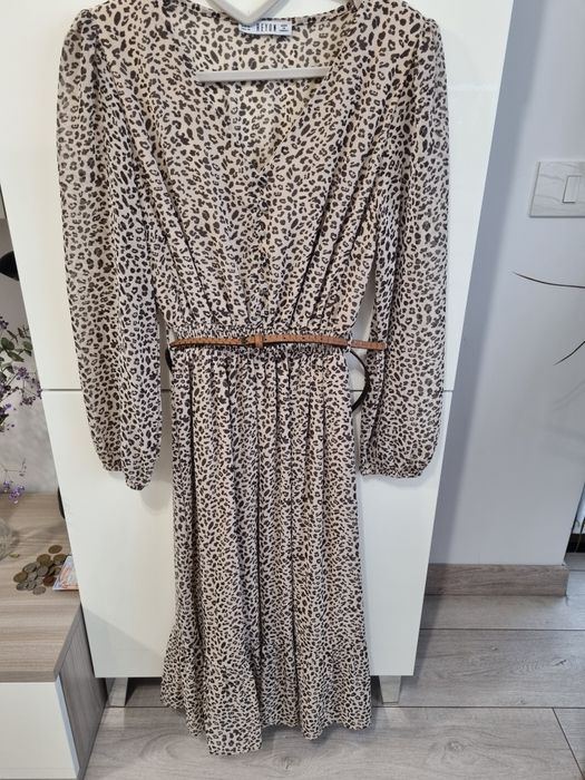 Rochie midi Reyon - vaporoasa animal print