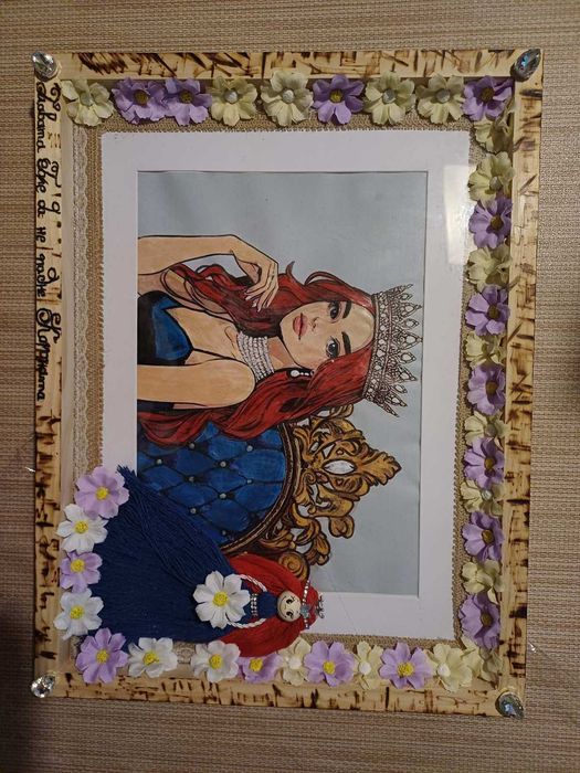 Кукли от макраме в рамка