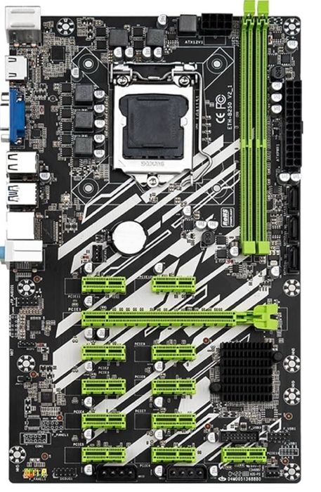 Дънна платка за риг ETH-B250 LGA 1151 Дъно за копаене 12 GPU