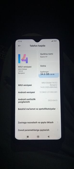 tel sotladi redmi 9t 4+2/128