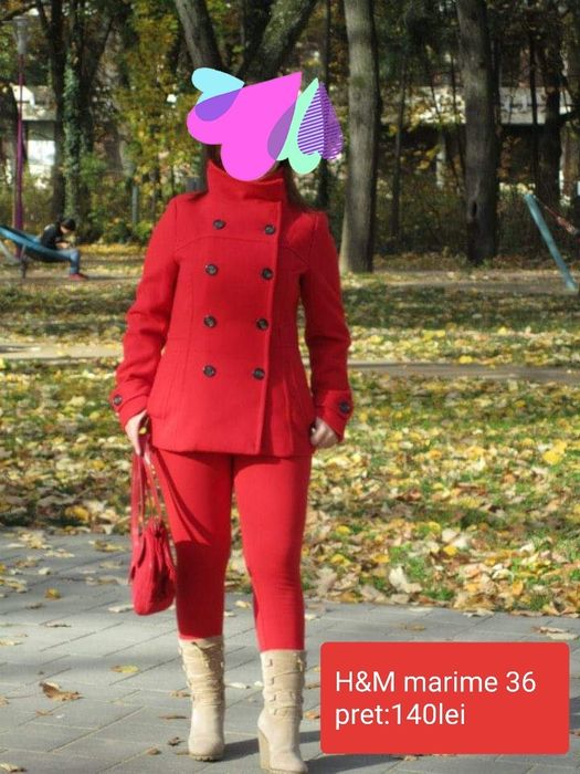 PALTON rosu h&m 36 S/M