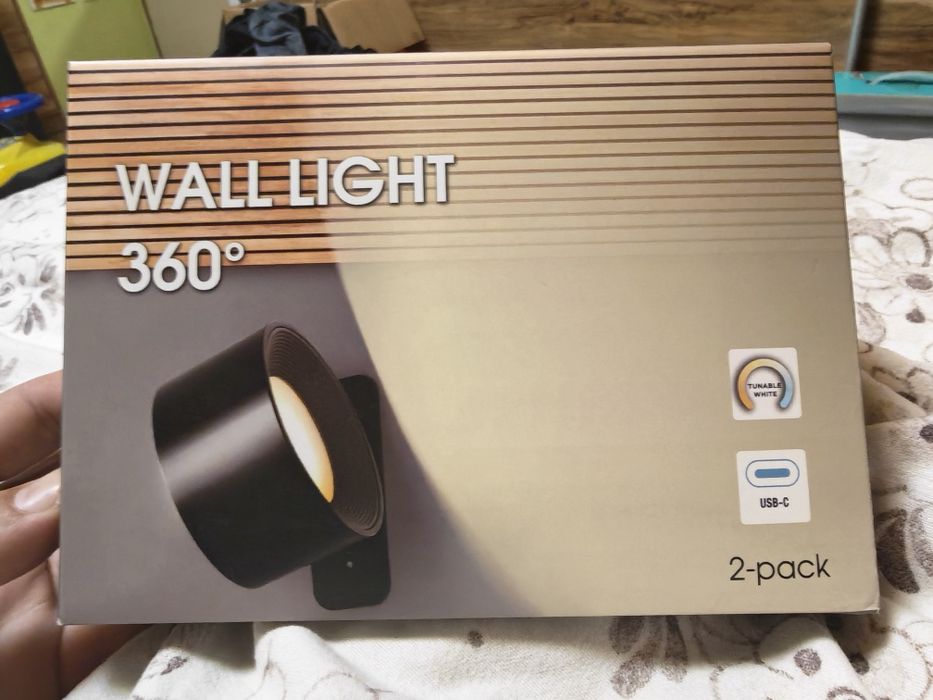 Модерна LED стенна лампа с 360°