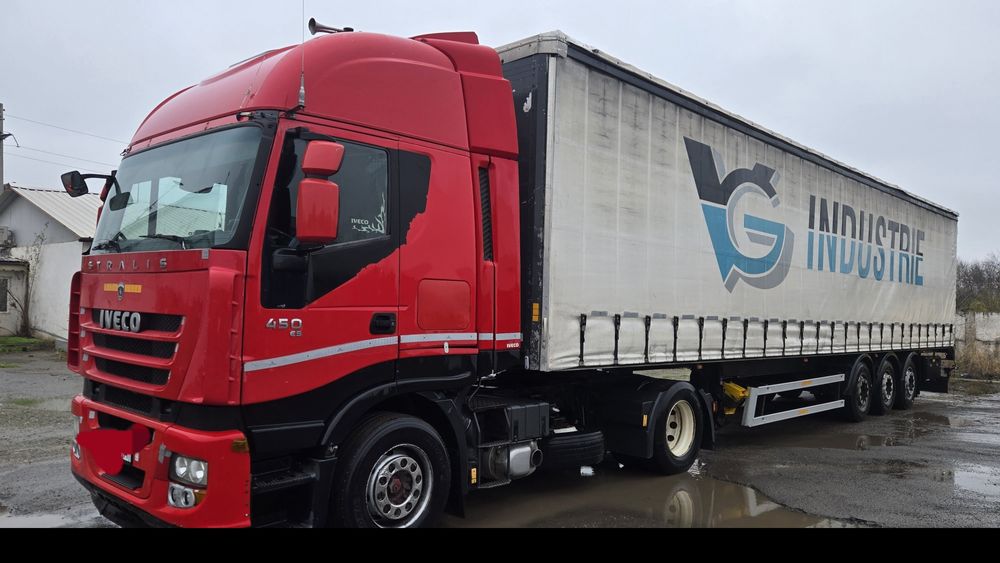 Cat tractor iveco si semiremorca sommer