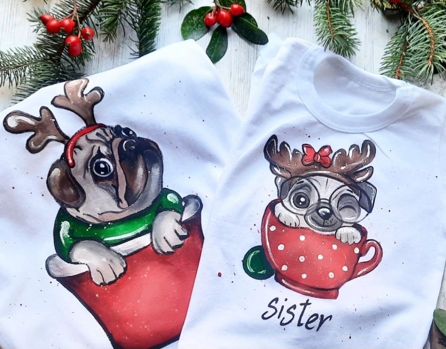 Ръчно рисувани чаши, коледни дрешки , детски