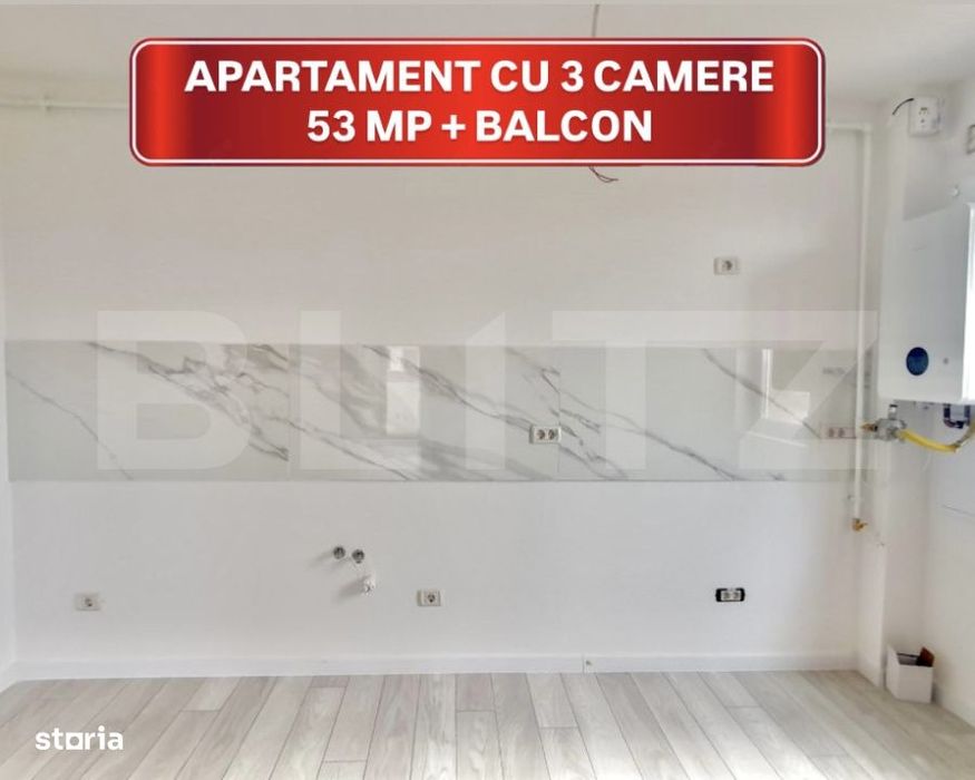 SUPER PRET! Apartament cu 3 camere + balcon, ETAJ 1, loc de parcare — fotografia 1
