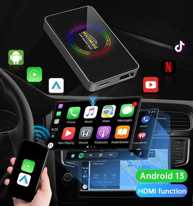 Мултимедиен AI Box с HDMI изход CarPlay & Android Auto