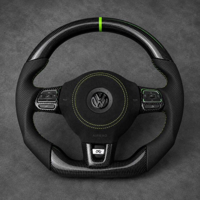 Volan Volkswagen Custom R GTI  | Piele / Carbon / Alcantara | Golf 5 6 7 7.5 8 Passat B6 B7 B8 CC Arteon Polo Scirocco Tiguan T-Roc Touareg