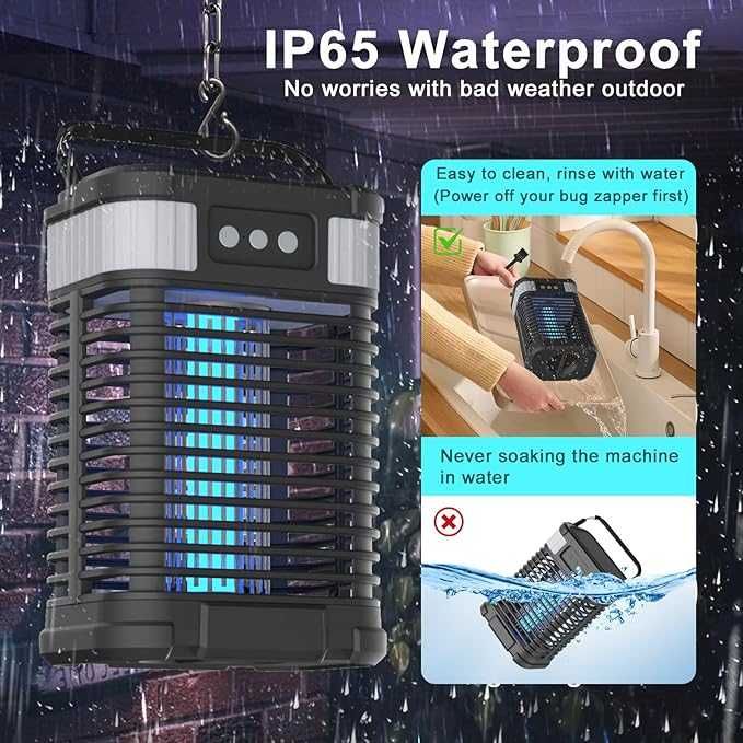 Соларна UV лампа против насекоми 4000mAh 4200V 2в1 UV и LED лампа