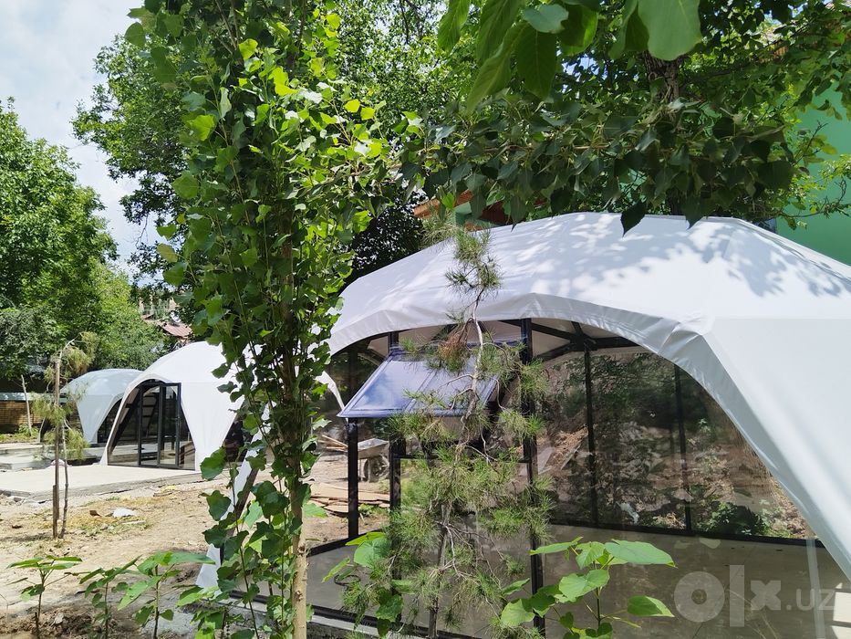 Glamping. Besedka, kupola, gumbaz, aura. Глемпиг, Беседка, куполь, гум