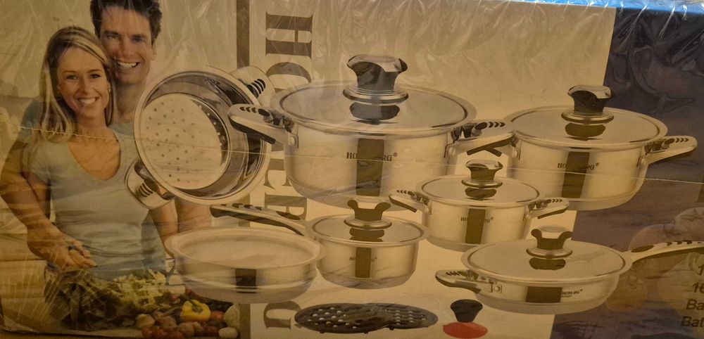 Set NOU oale si tigai INOX 16 piese de gatit Homeburg