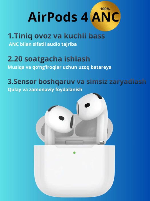AirPods ANC simsiz quloqchinlar iOS, Android vakuumli ochiq Bluetooth