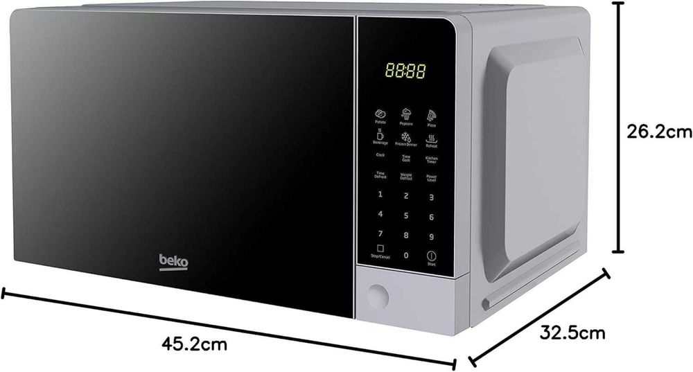 Микровълнова печка Beko MOC201103S, дигитална, 20 л, 700 W, сребриста