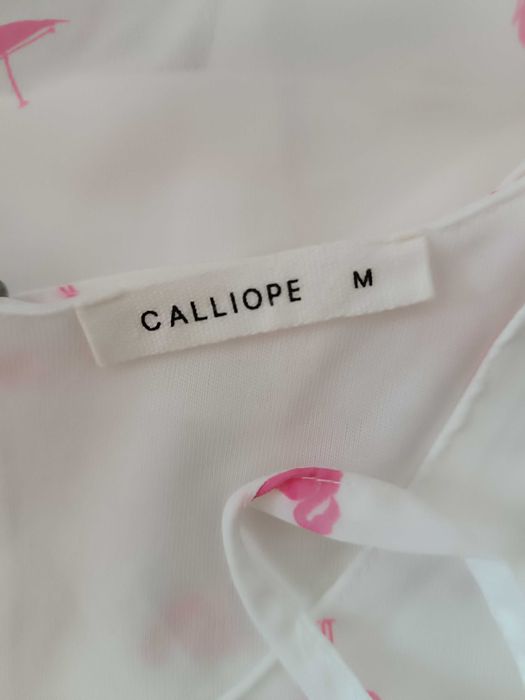 Рокля M, фламинго, бяла