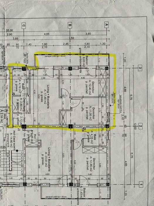 Proprietar vând apartament – 3 camere.  LIving cu bucătărie open  + 2 dormitoare