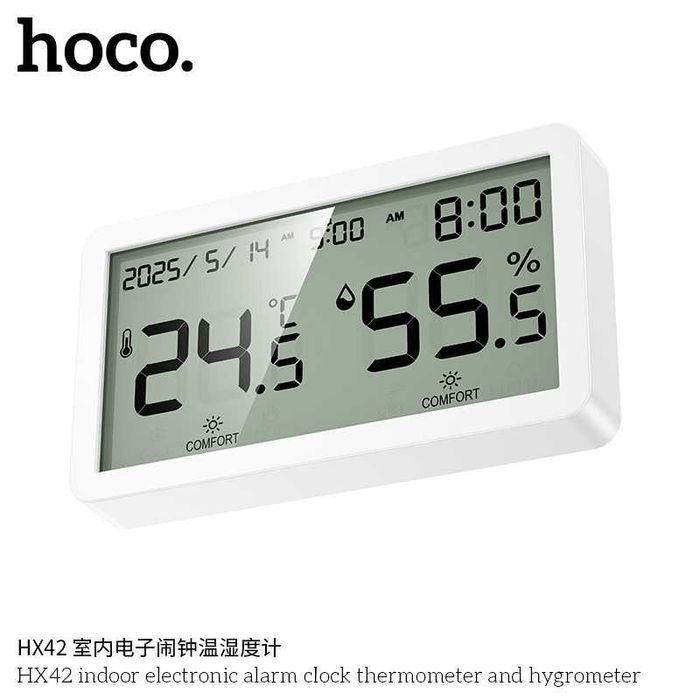 Hoco HX42 Электронные часы-термометр-гигрометр с будильником
