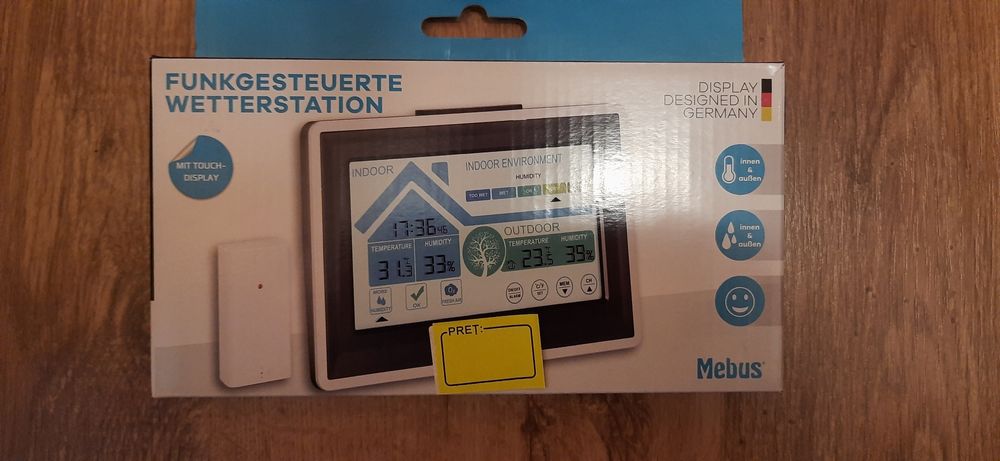 Statie meteo cu senzor exterior-interior,afisaj tactil,higrometru,Nou!