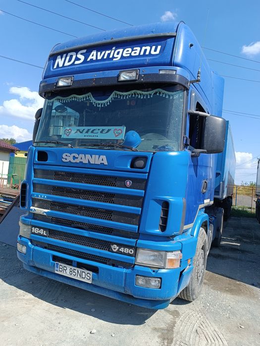 Scania V8 și bena cereale 52 metri