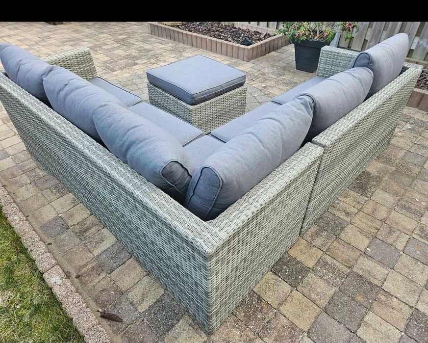 Ратанов градински комплект с възглавници