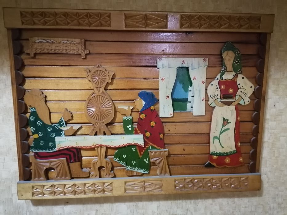 Картина из дерева, резная, ручная работа