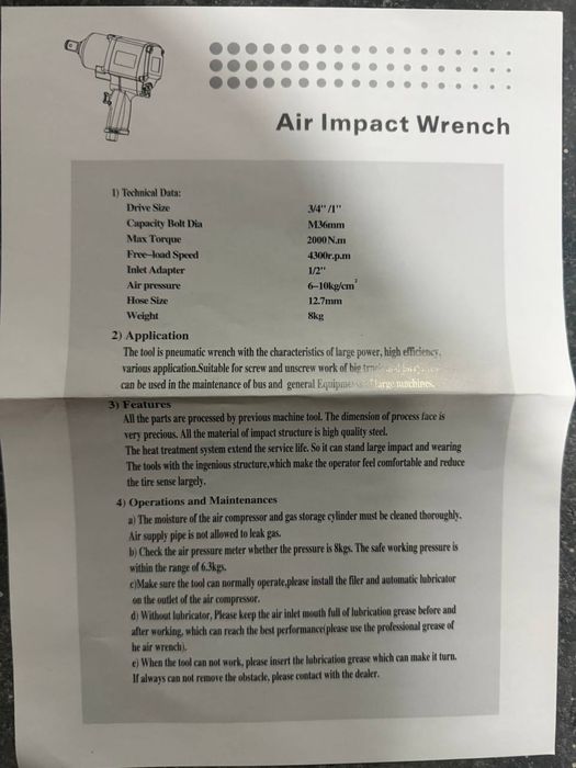 Гайковерт пневматический 3/4 Pnevmatik gaykovert 1-dyuymli