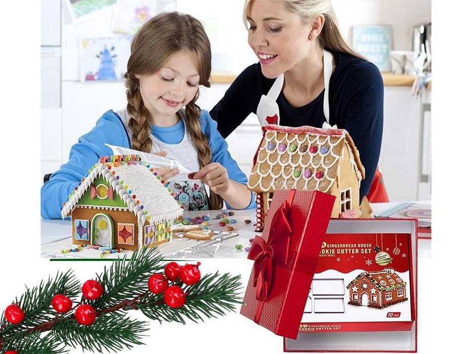 Комплект метални форми за коледни бисквити джинджифилова къща