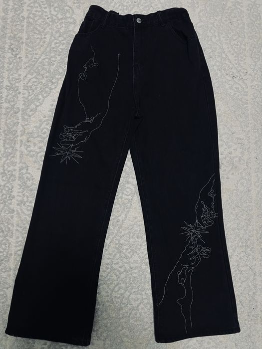 Кастомные джинсы (черные с принтом)